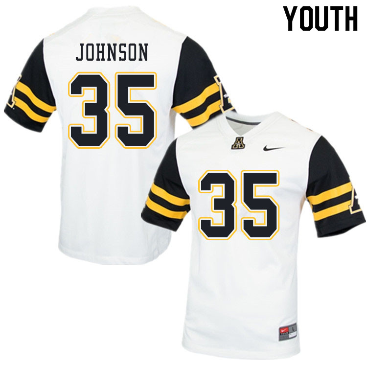 Youth #35 Elijah Johnson Appalachian State Mountaineers College Football Jerseys Sale-White